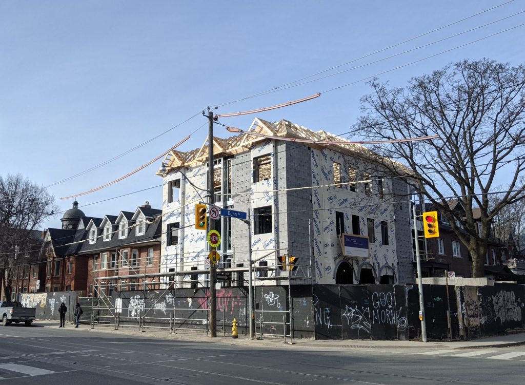 The project is seen from the other side of the street.