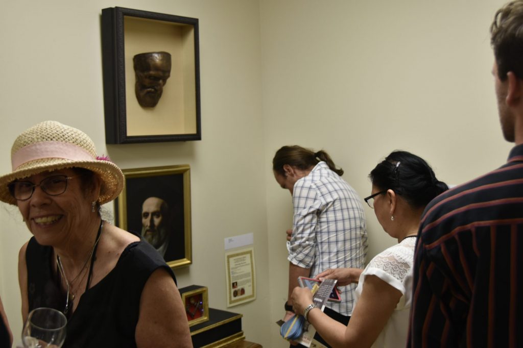 The death mask of St Philip hangs above a new reliquary made by Peter Dwyer, and a bust by Winston Diaz