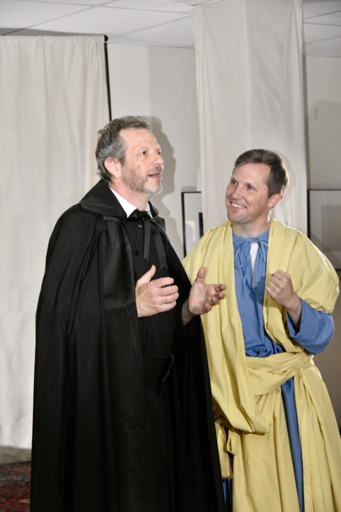 Clive and Fr Michael perform a short play as St Philip and St Peter