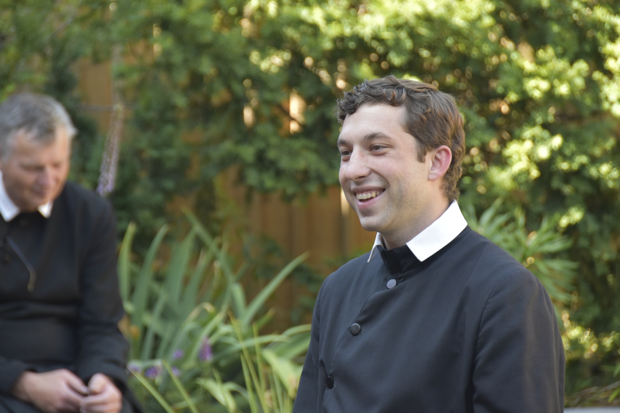 Br Bernard outside in his new habit
