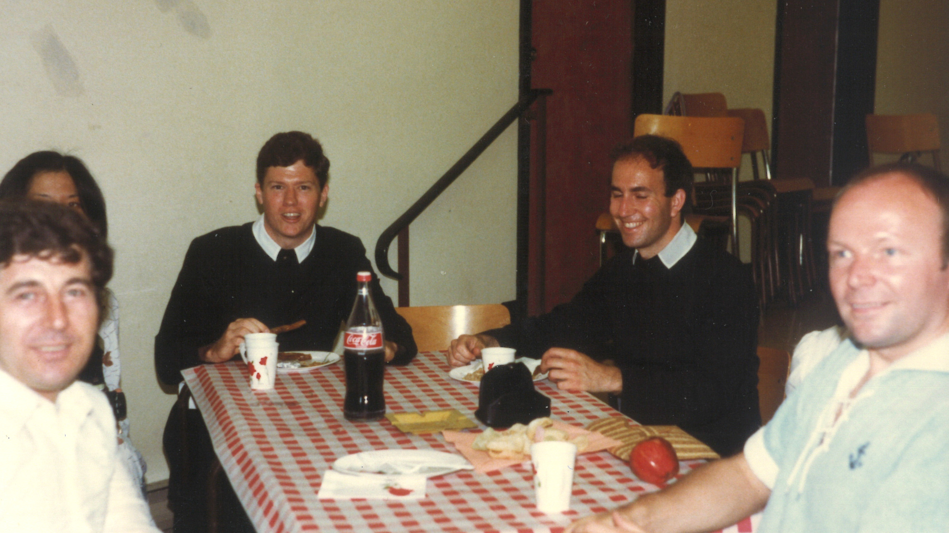 Fr Daniel and Fr Juvenal at a parish reception