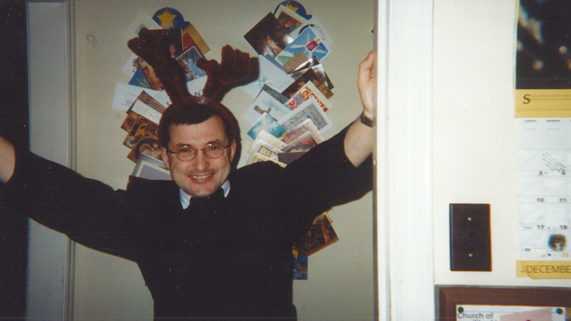 Fr Tom with reindeer ears