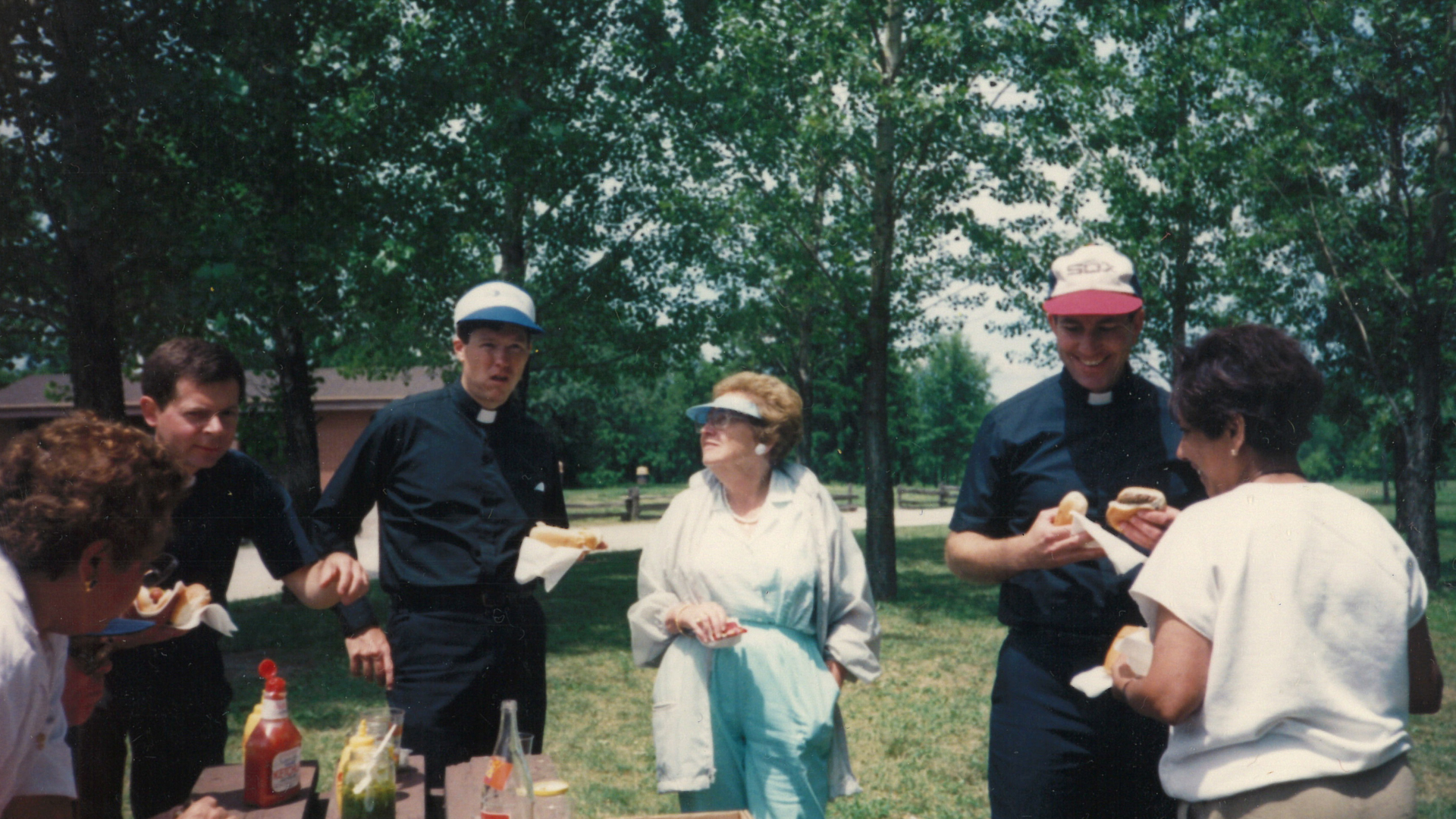 Fr Dan and Fr Juvenal at a parish picnic