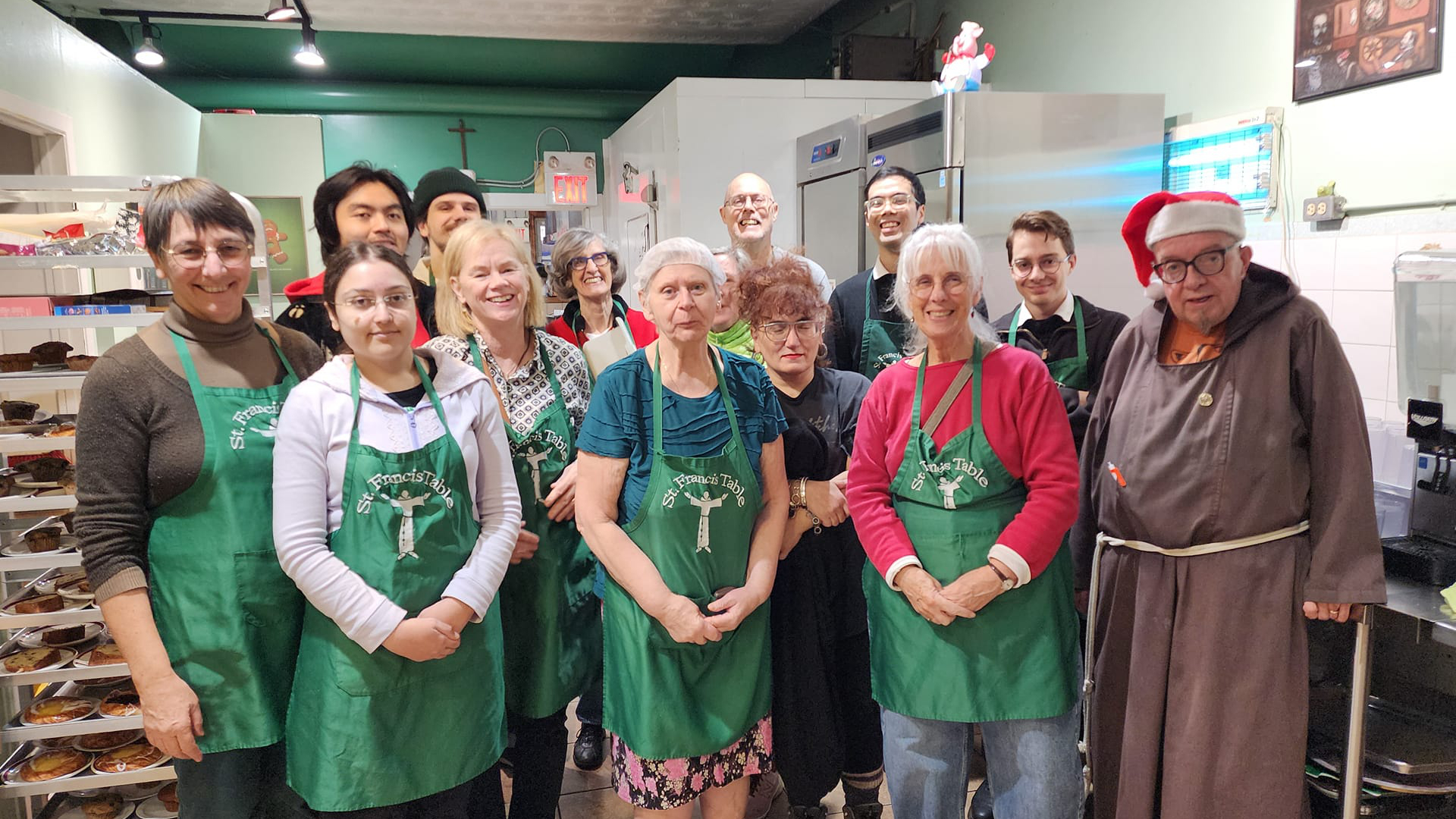 Fr Christopher and Br Giles with the Holy Family team at St Francis Table