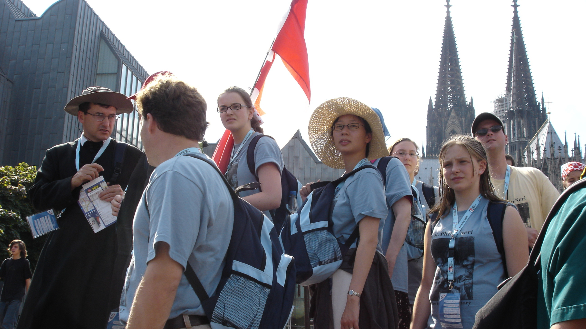 Fr Tom with the pilgrims at WYD2005